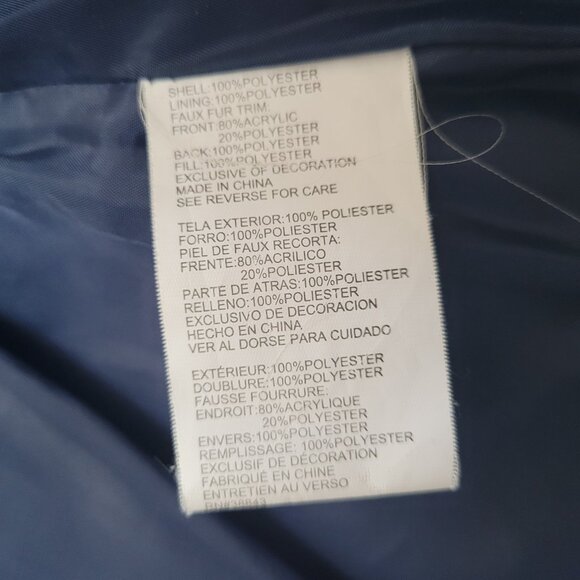 R1881 S. Rothschild Puffer Jacket Hooded Fur Trim Silver Foil Stars Navy 4T - Picture 6 of 9